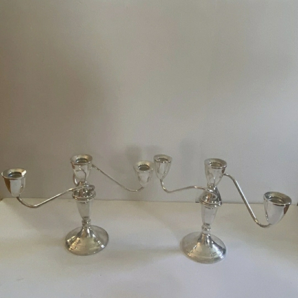 Vintage Duchin Creation 2 Arm STERLING SILVER WEIGHTED Candle Candelabra Mark